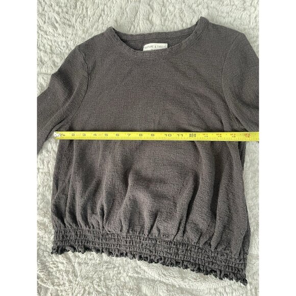 Madewell texture & thread smocked bell sleeve black long sleeve top small - Picture 8 of 9